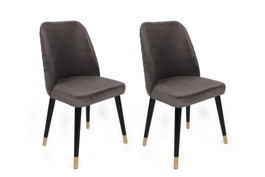 Hanah Home Hugo-361 V2 Juego de 2 Sillas de Terciopelo Antracita, Negro y Dorado